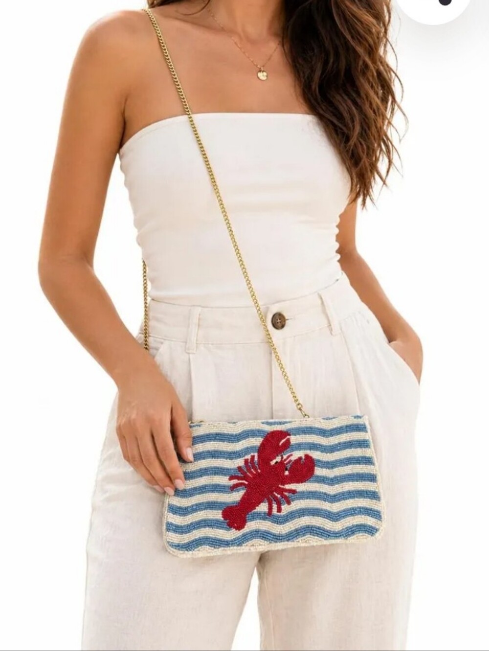 Wildfox Beaded Made In India Crossbody Clutch Lobster Motif